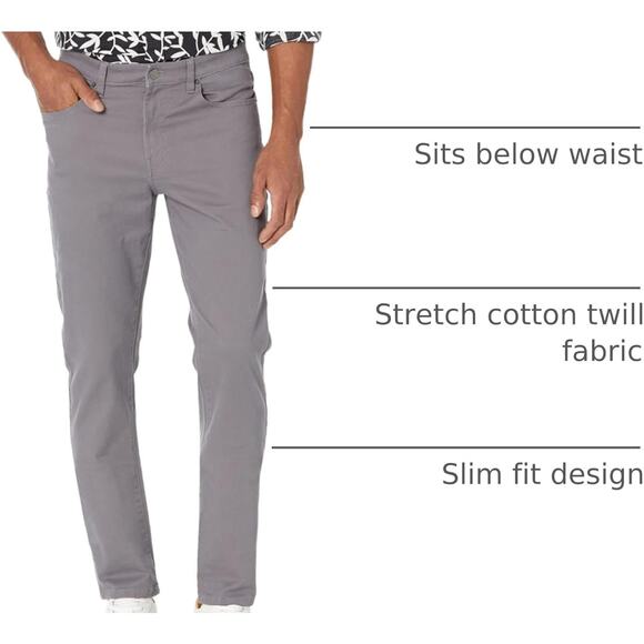 Men's Slim-Fit Pants, 5-Pocket Stretch Twill Design - Picture 3 of 6